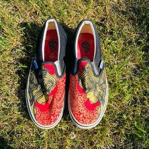 Red Slip-on Vans with Face detail